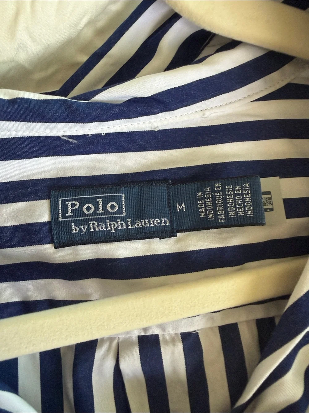 Polo by Ralph Lauren Navy and White Striped Button-Down Shirt - Picture 4 of 5